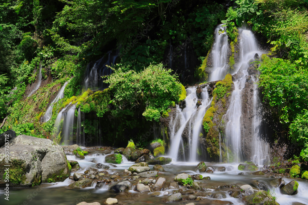 Doryu Waterfall and Mountain Stream at the foot of Mt. Yatsugatake, Yamanashi, Japan