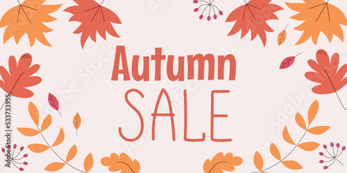 Autumn Sale background  banner  poster or flyer design. Vector illustration with bright beautiful leaves frame and text. Template for advertising  web  social and fashion ads