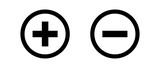 Round plus sign and minus sign icon set. Vector.