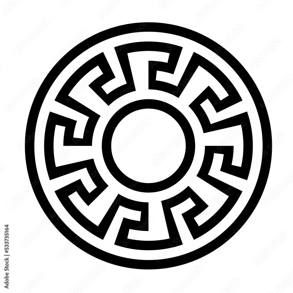 Ancient Greek key black frame pattern, round antique border from Greece Ancient Greek key black frame pattern, round antique border from Greece