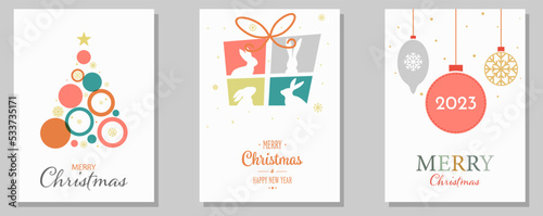 Merry Christmas Holidays cards. Modern universal artistic templates. Vector illustration