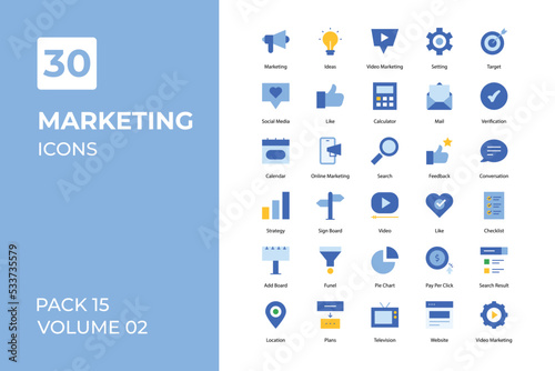 Marketing icons collection. Set vector line with elements for mobile concepts and web apps. Collection modern icons.