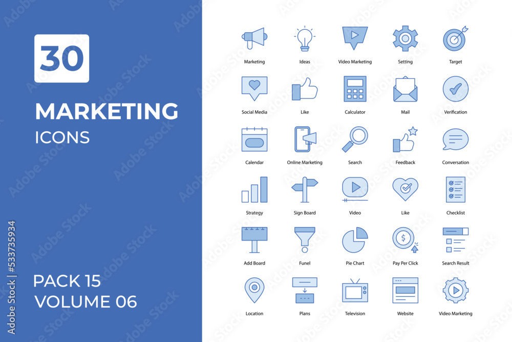 Marketing icons collection. Set vector line with elements for mobile concepts and web apps. Collection modern icons.