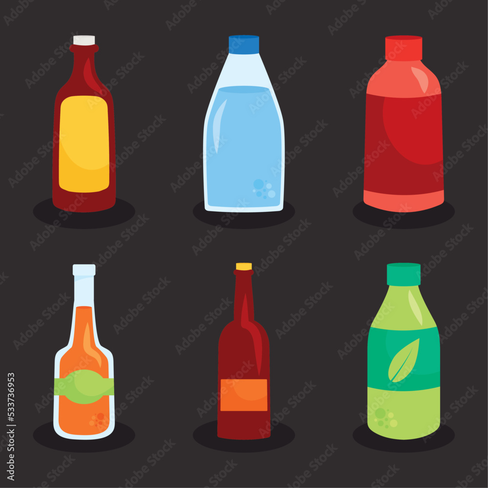 beverages bottles icon set beverages bottles icon set
