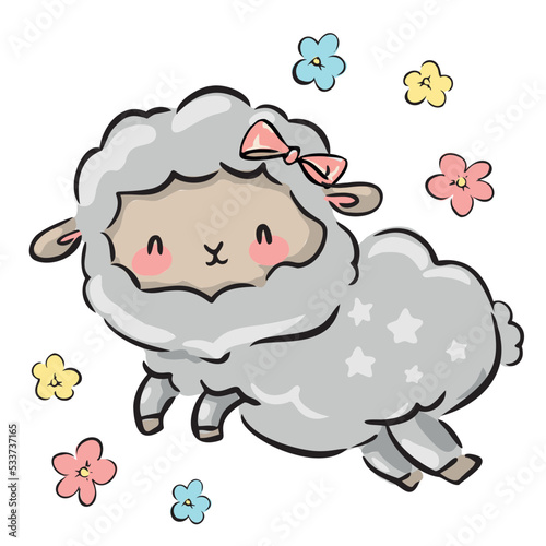 Hand Drawn Cute Lamb  Cute Sheep  Vector Illustration Print Design for T-shirt
