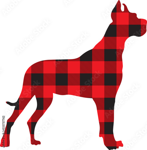 Dog Buffalo Plaid pattern Red Vector Clip Art 