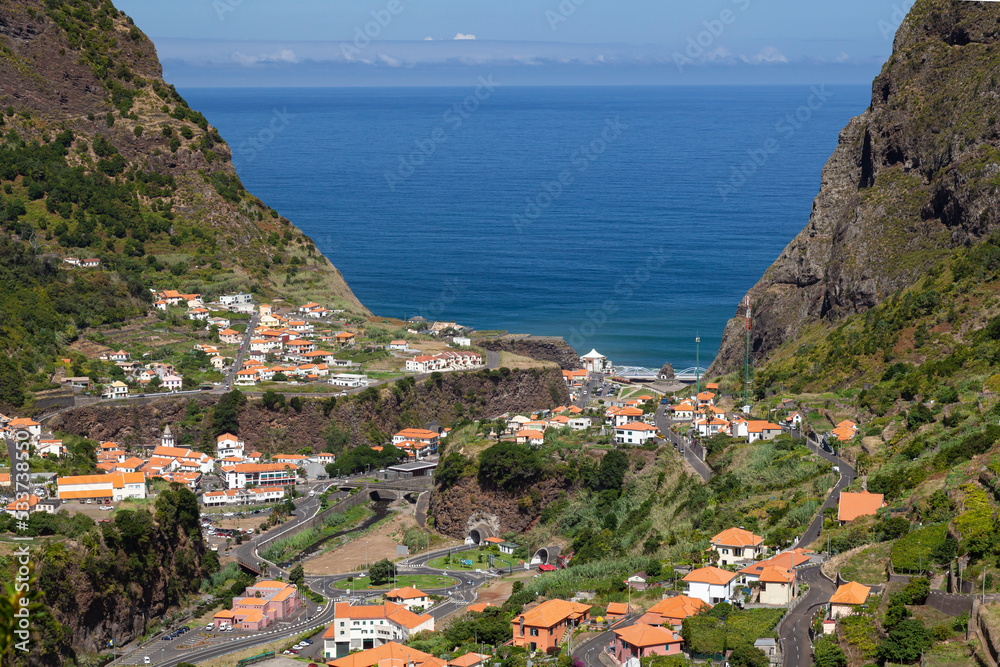 View of the picturesque village of Sao Vicente,  Madeira,  Portugal,  Europe