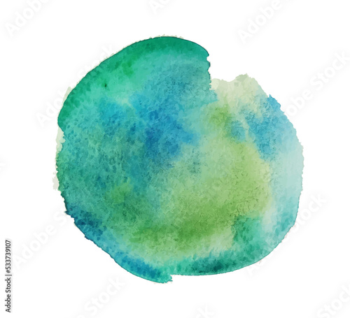 Hand drawn colorful stain. Abstract colored spot on isolated white. Watercolour abstract art