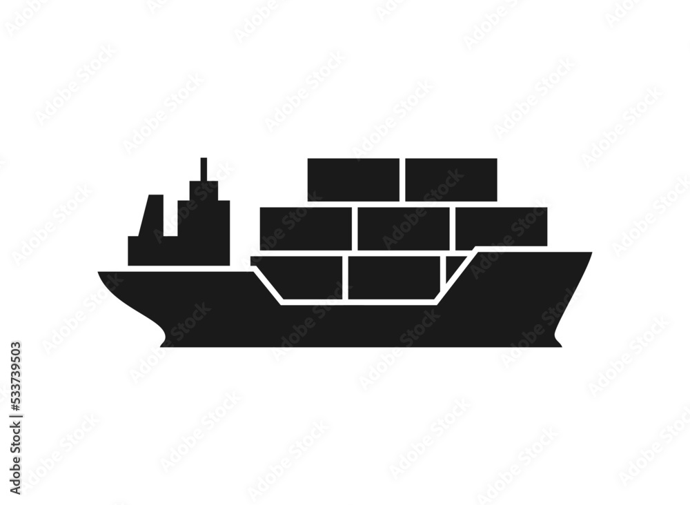 Obraz premium Cargo ship icon on a white background