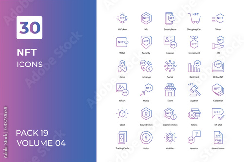 NFT icons collection. Set vector line with elements for mobile concepts and web apps. Collection modern icons.
