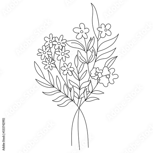 Wildflower floral Line art illustration © Justicon