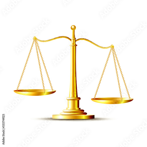 Golden scales. Antique measuring device, Beam balance weight scales