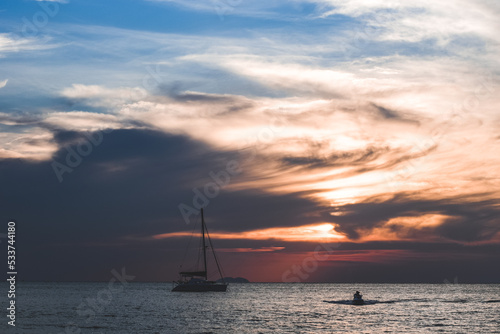sailboat at sunset