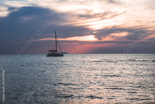 sailboat at sunset