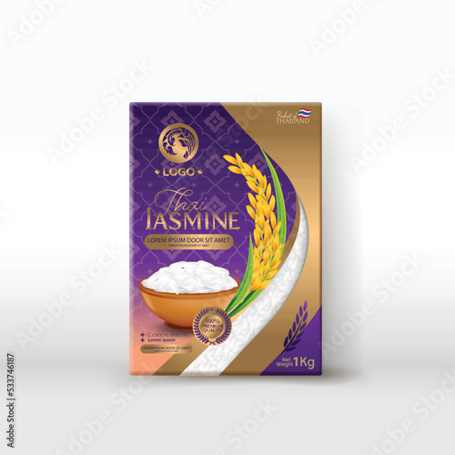 Rice Package Mockup Thailand food Products, vector illustration