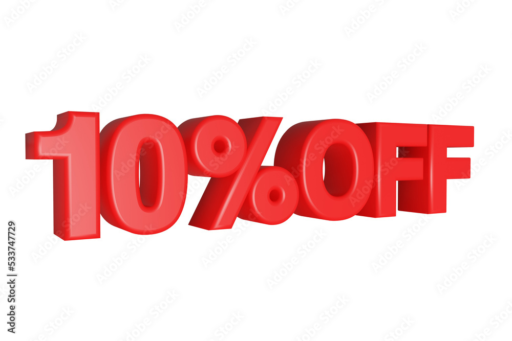 10% off 3d text banner sign, 3D illustration