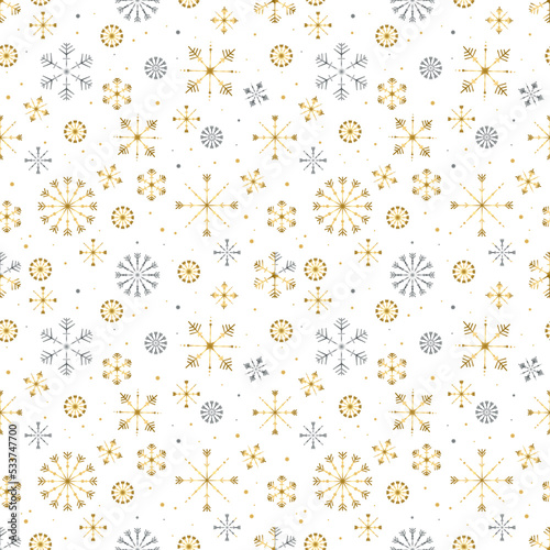 Wallpaper Mural Seamless pattern with snowflakes. Flat vector illustration. Merry Christmas. Torontodigital.ca