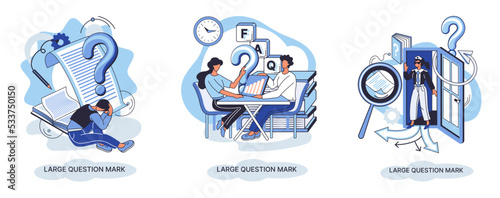 Ladge question mark metaphor. Problem and solution concept, question mark. Ask questions and receive answers. Online support center. Solving complex issues, why sign forum. FAQ frequently asked help