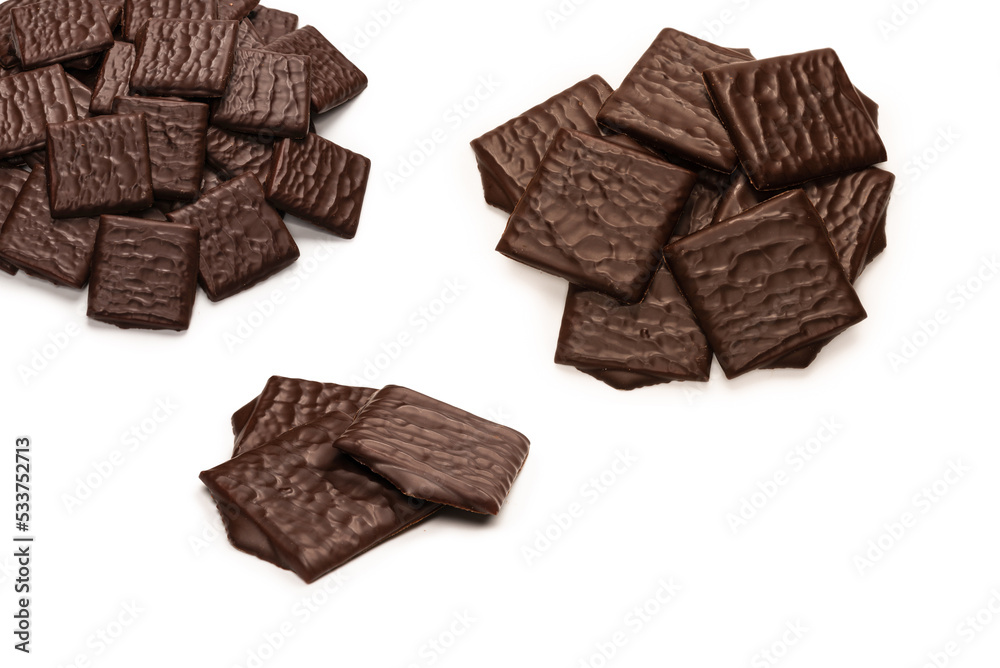 Dark chocolate candies isolated on white background. Dark chocolate candies isolated on white background.