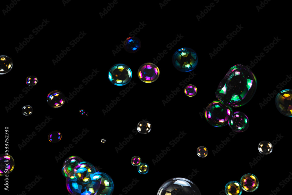 Soap bubbles isolated on a black background Soap bubbles isolated on a black background