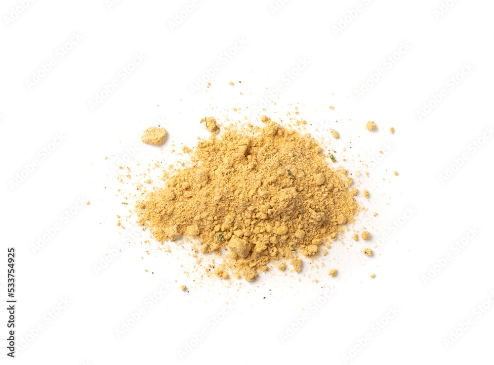 Mushroom Powder Pile Isolated, Powdered Dry Mushrooms Mushroom Powder Pile Isolated, Powdered Dry Mushrooms