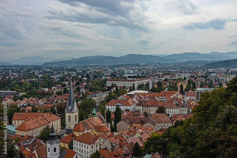 view from castle hill over Ljubljana