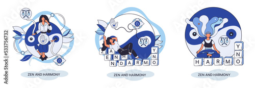 Zen and harmony metaphor, meditation practice. Balance, relaxation, mindfulness. Calm person relaxing. Yoga and spiritual practice, relax, recreation, healthy lifestyle. Japanese cult of mind and body