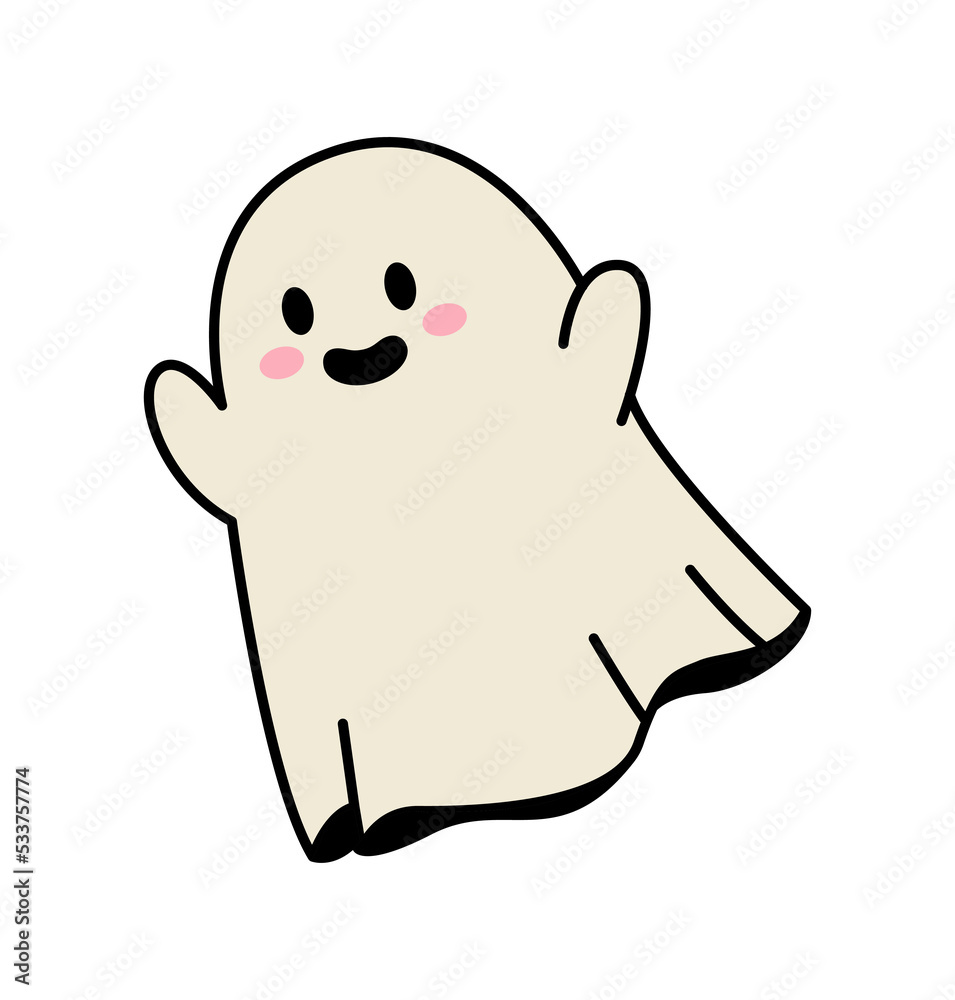 Halloween cute ghost. Kawaii face. Vector design on isolated background. Cartoon style. For print and web. Halloween cute ghost. Kawaii face. Vector design on isolated background. Cartoon style. For print and web.