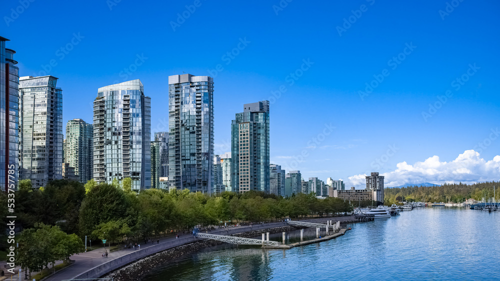 Vancouver, city in Canada, buildings in the center, skyscraper of the city
