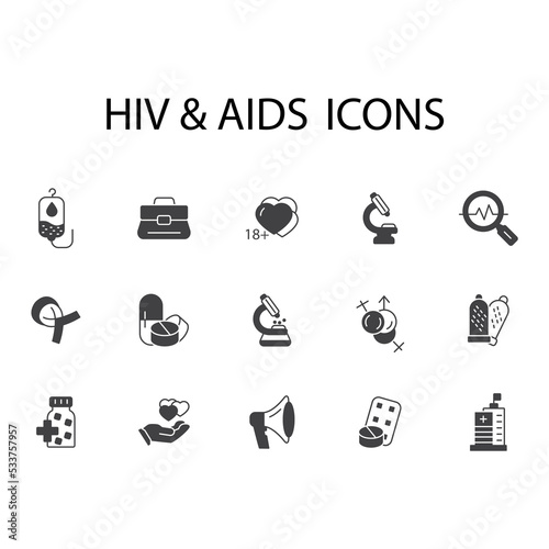 hiv and aids icons set . hiv and aids pack symbol vector elements for infographic web