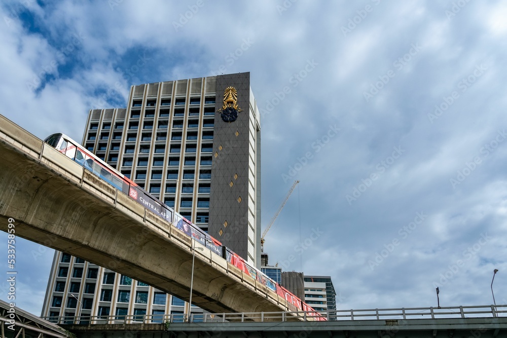 Bts Skytrain Or The Bangkok Mass Transit System Running On The Silom Bts Skytrain Or The Bangkok Mass Transit System Running On The Silom