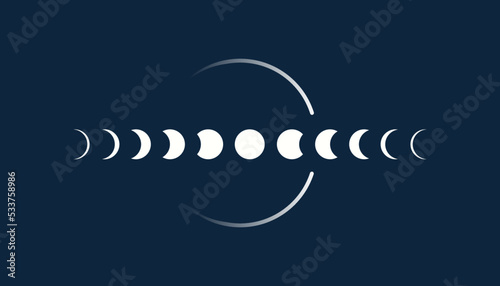 Solar eclipse astrology logo. Minimalist background with typography, shining glowing circle. Graphics resource for advertising, science, logo, icon, natural events, concept and other. Vector.