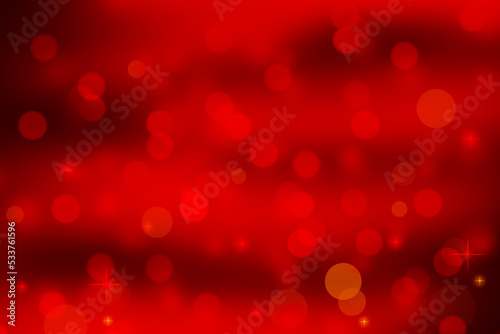 Festive red christmas background with bokeh lights.