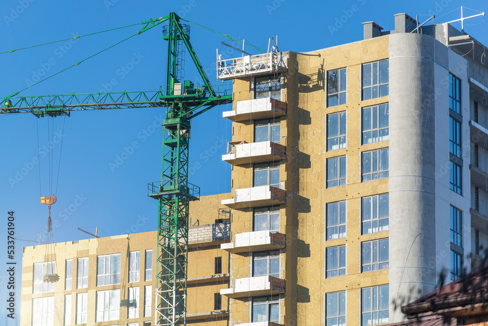 Installation of external wall thermal insulation with rock wool