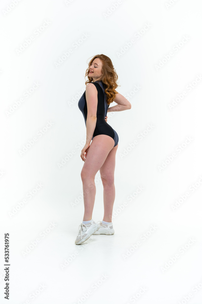 model size posing bodysuit on white background model size posing bodysuit on white background