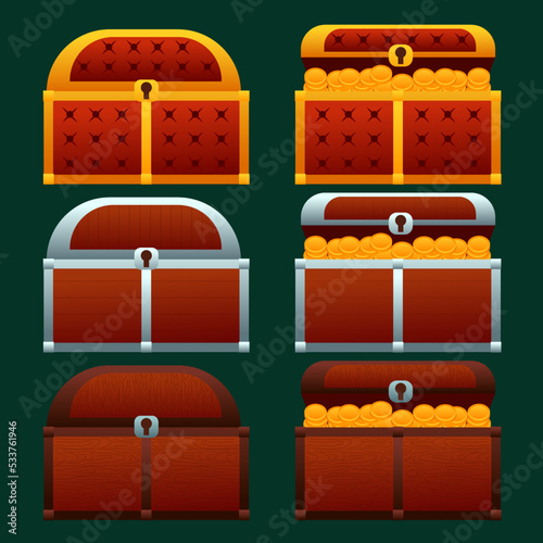 2d game set of objects, money, chest, crown, gold, diamonds