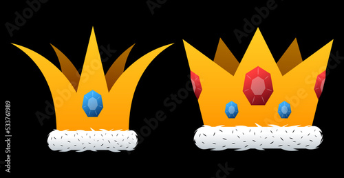 2d game set of objects crown, gold, diamonds