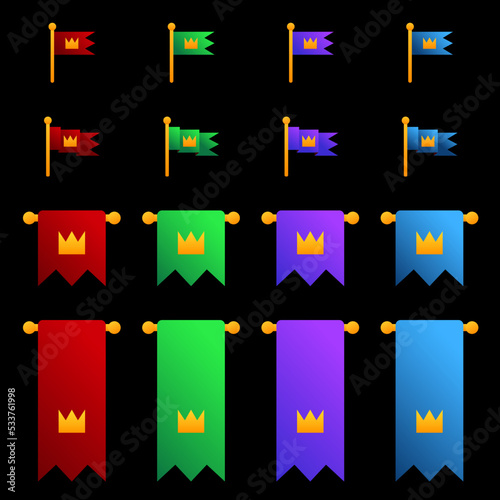 2d game flags, color set, red, blue, green