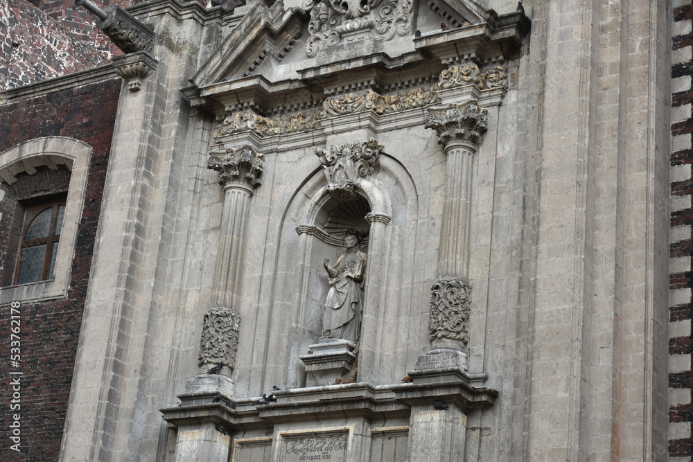 Saint Statue Facade Detail at Mexico City Metropolitan Cathedral