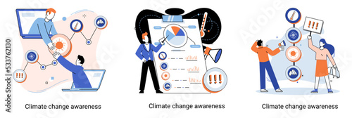 Change climate awareness metaphor, saving planet, World Environment Day, global warming ecological problems. human-induced observed and projected long-term changes mean climate. Nature saving strategy