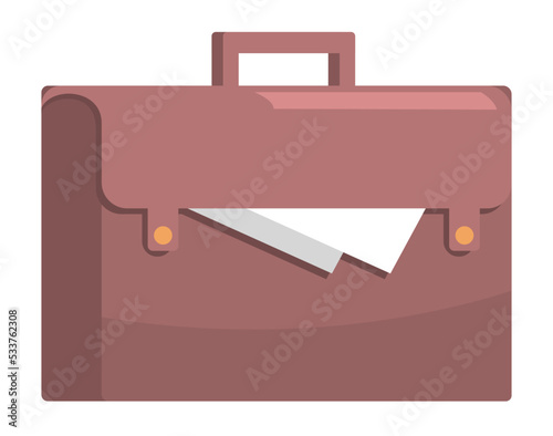 Suitcase for papers and documents. Leather briefcase with handle. Accessory of businessman, successful person. Work portfolio for business paperwork. Briefcase, business bag vector illustration