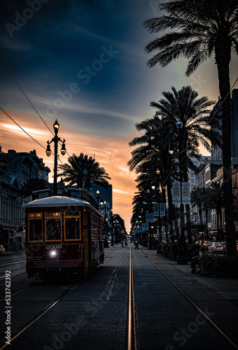 New orleans tram at night
