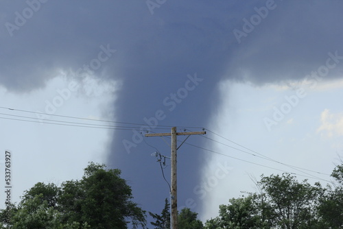 Tornado with trees and power lines