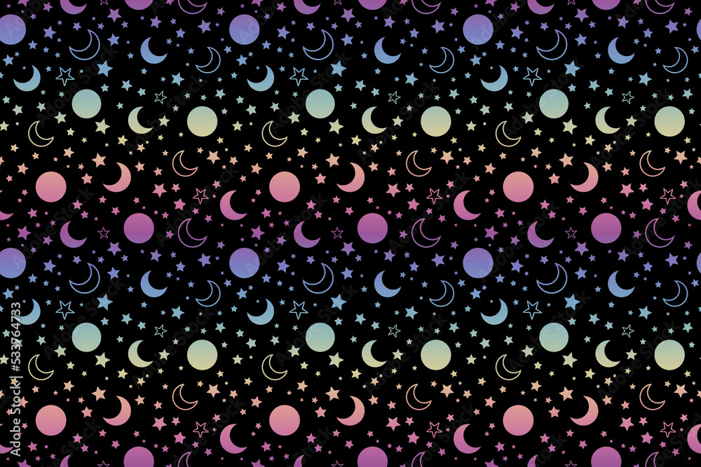 rainbow retro pattern with moon and stars rainbow retro pattern with moon and stars