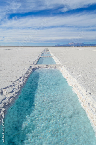 Salt Evaporation Pools at Salinas Grandes in Jujuy  Argentina.
