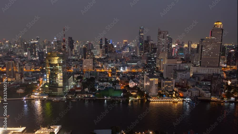 twilight illumination flight over bangkok city riverside downtown aerial panorama 4k timelapse thailand twilight illumination flight over bangkok city riverside downtown aerial panorama 4k timelapse thailand