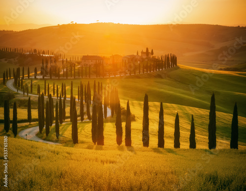 sunset in Tuscany
