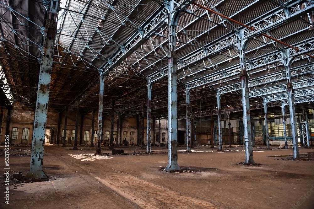 Interior of abandoned industrial hall from an old factory