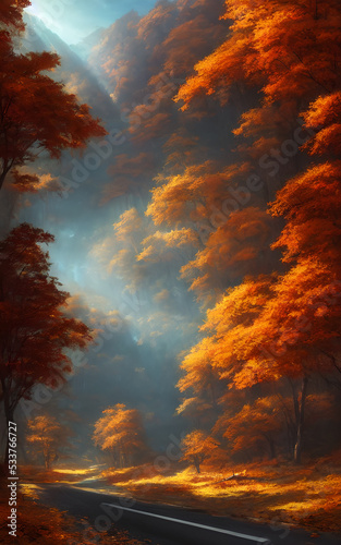 The leaves are falling and the colors are changing. The air is crisp and the sky is clear. The trees are tall and strong, standing out against the blue sky. They've been here for years, through all so © dreamyart