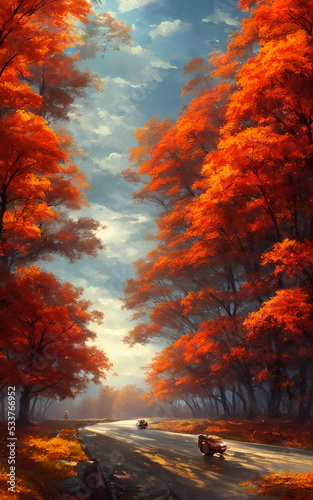 The leaves are falling and the colors are changing. The air is crisp and cool. The trees are bare and the landscape is barren. There is a feeling of emptiness in the air. © dreamyart